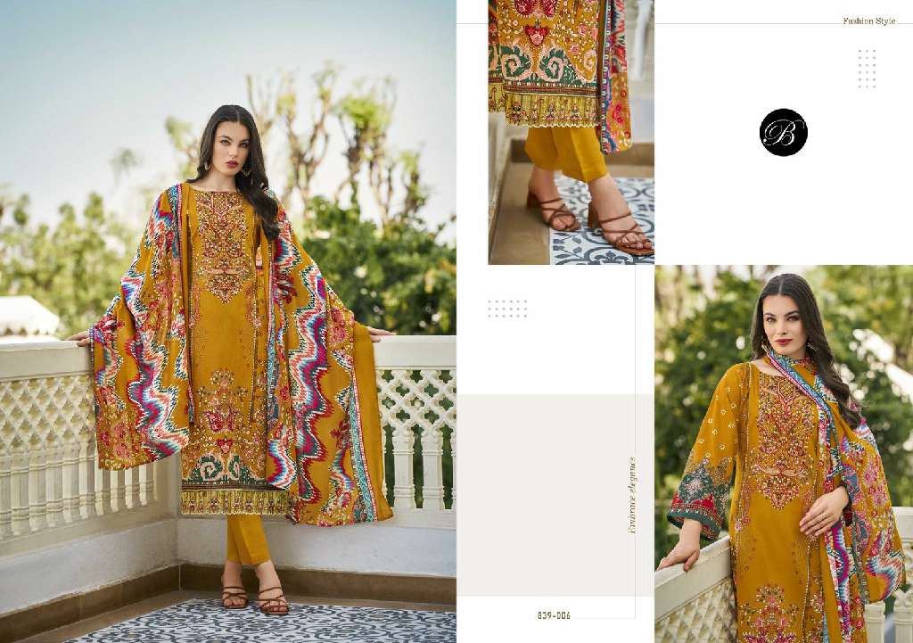 BELLIZA DESIGNER STUDIO ALMARINA VOL 3 WHOLESALE PURE COTTON WITH SELF EMBROIDERY DRESS MATERIAL