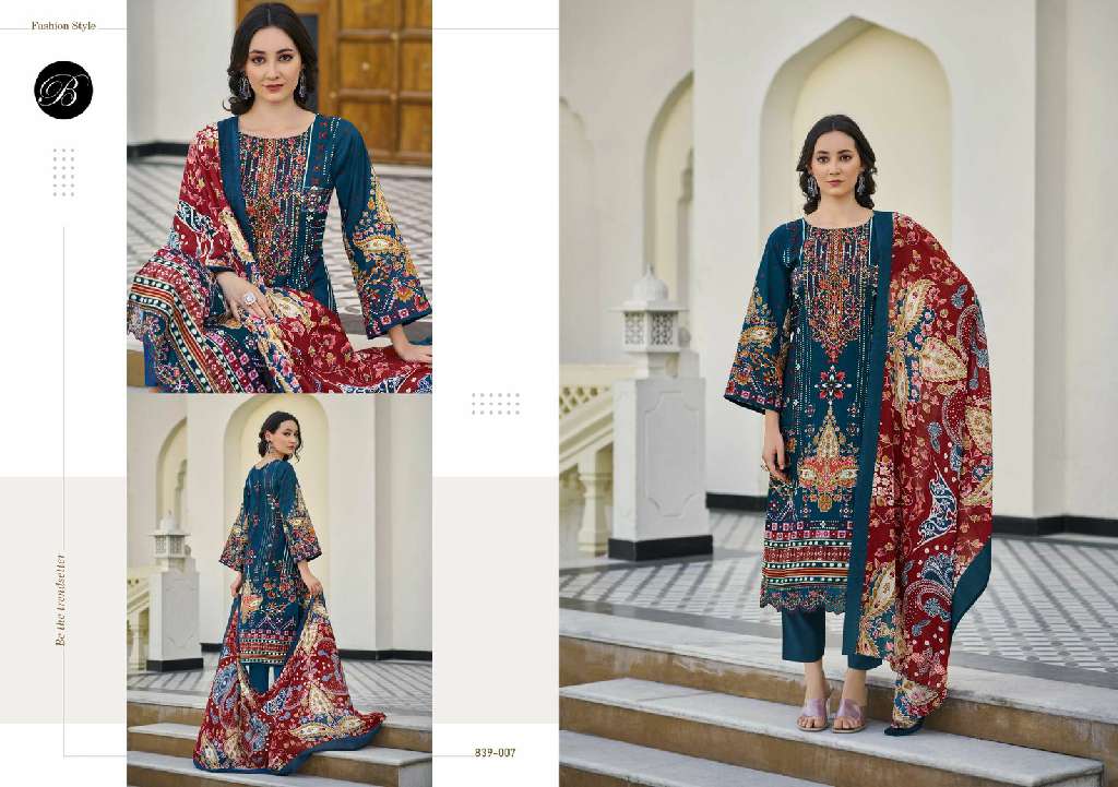 BELLIZA DESIGNER STUDIO ALMARINA VOL 3 WHOLESALE PURE COTTON WITH SELF EMBROIDERY DRESS MATERIAL