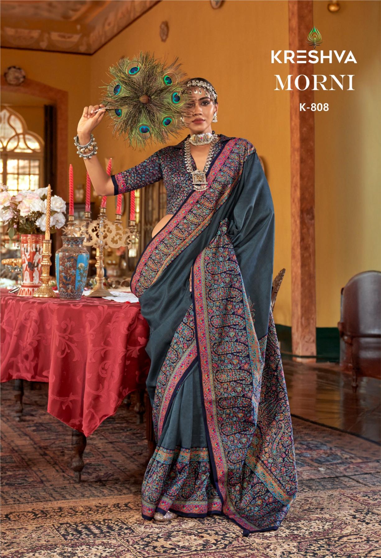 KRESHVA MORNI SILK 806-811 SERIES TRADITIONAL SAREES PERFECT FOR FESTIVALS