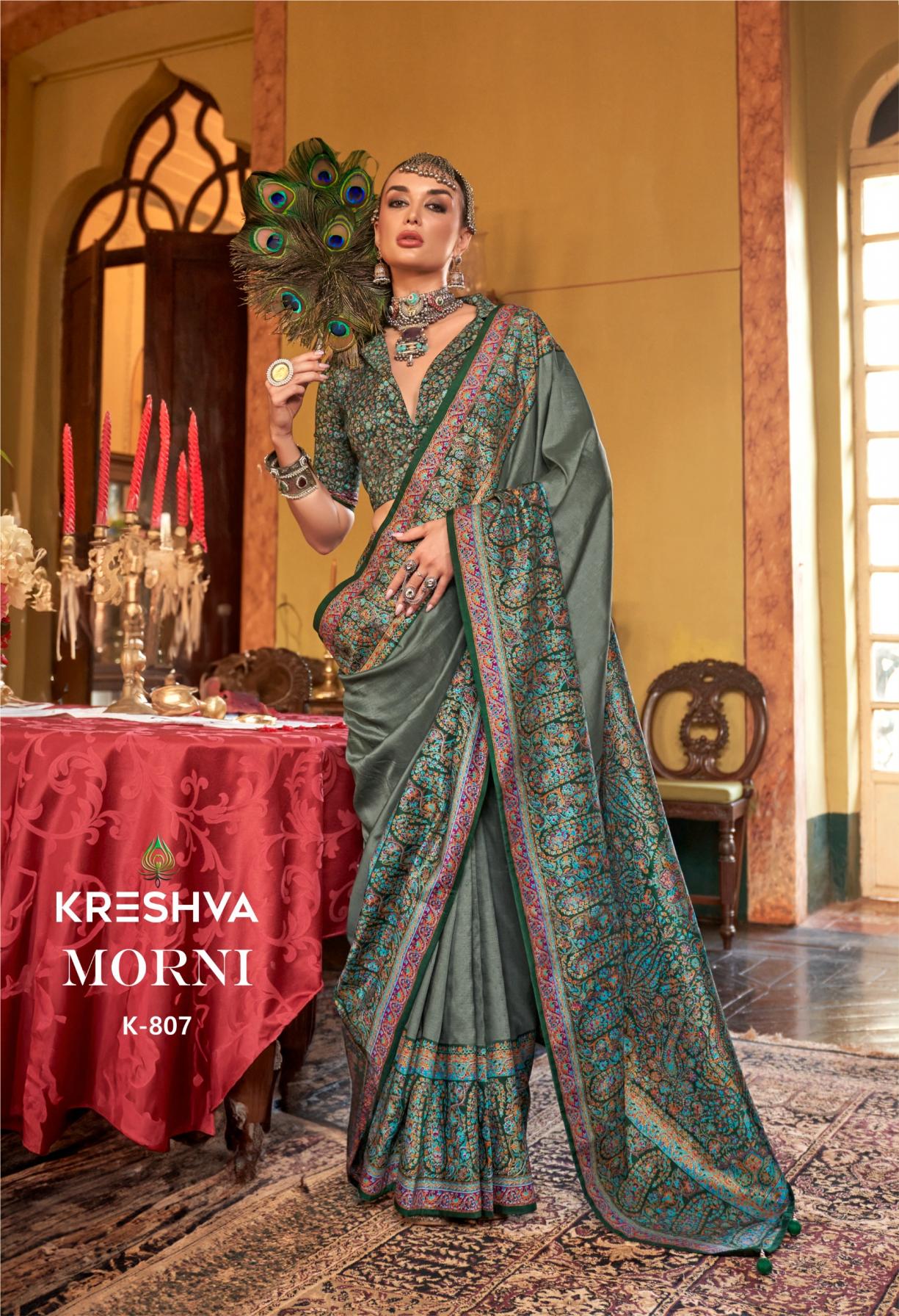 KRESHVA MORNI SILK 806-811 SERIES TRADITIONAL SAREES PERFECT FOR FESTIVALS