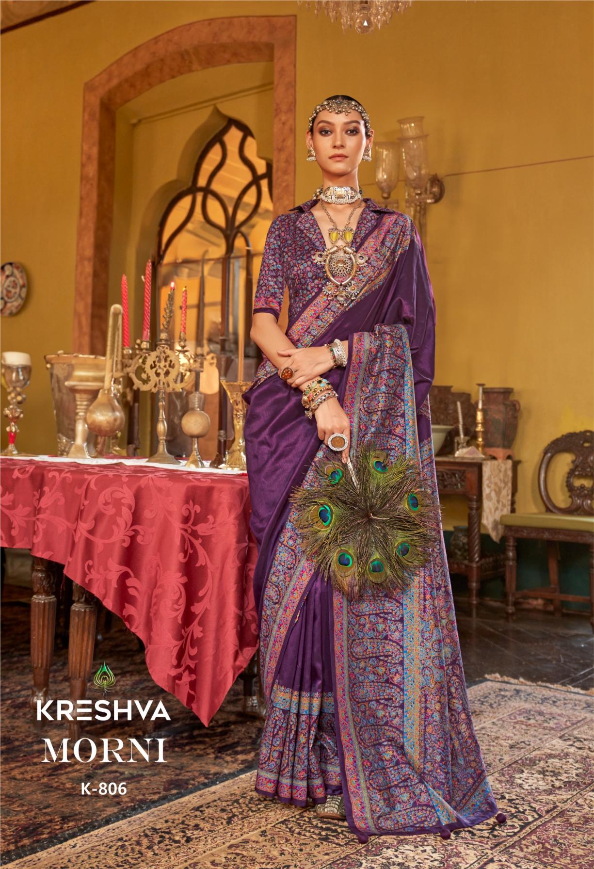 KRESHVA MORNI SILK 806-811 SERIES TRADITIONAL SAREES PERFECT FOR FESTIVALS