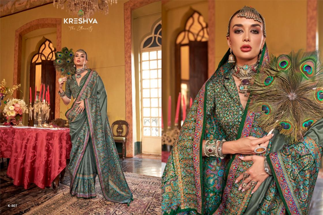 KRESHVA MORNI SILK 806-811 SERIES TRADITIONAL SAREES PERFECT FOR FESTIVALS