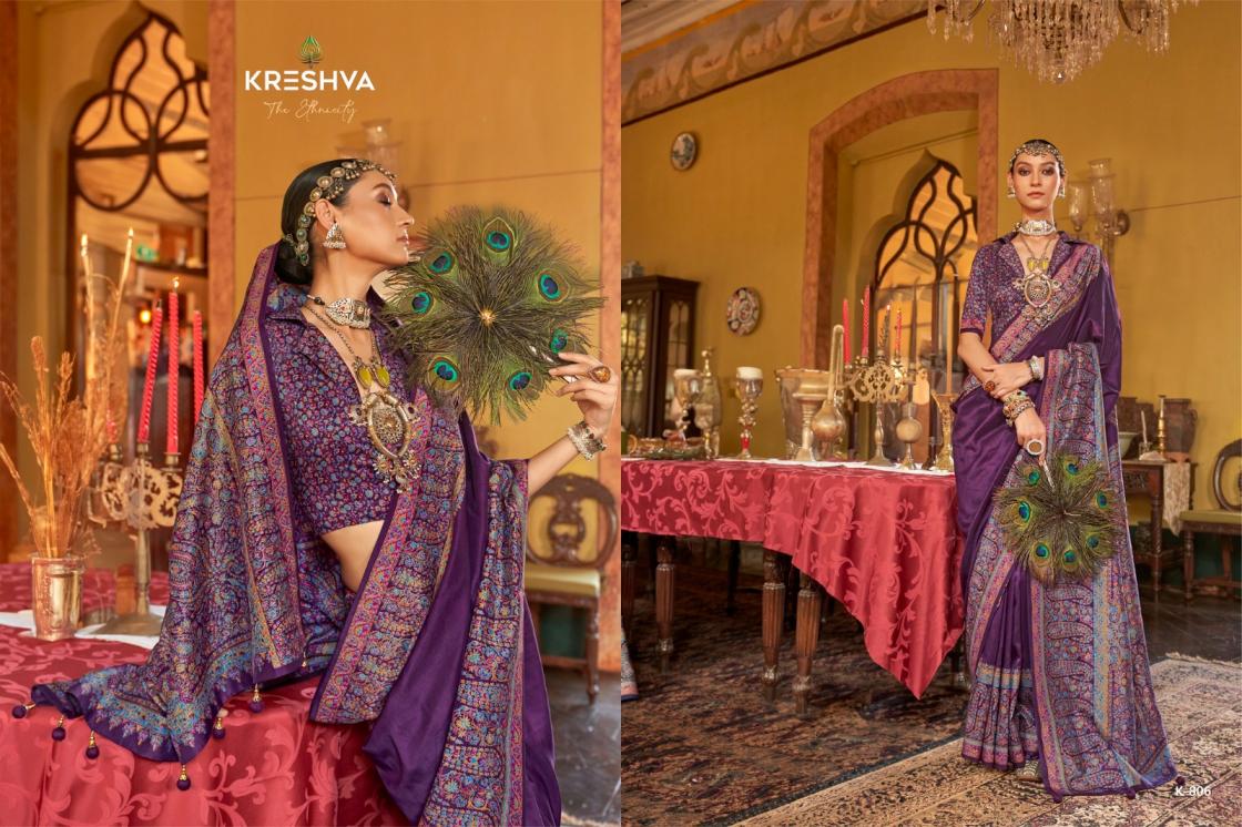 KRESHVA MORNI SILK 806-811 SERIES TRADITIONAL SAREES PERFECT FOR FESTIVALS
