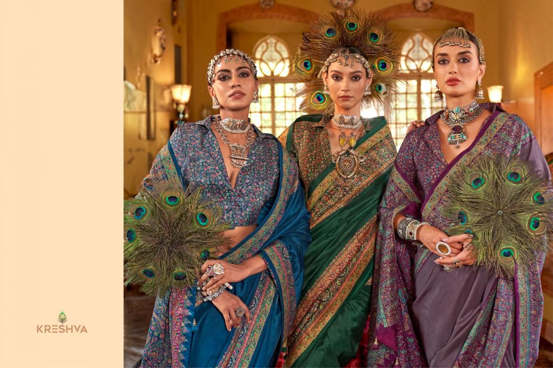 KRESHVA MORNI SILK 806-811 SERIES TRADITIONAL SAREES PERFECT FOR FESTIVALS