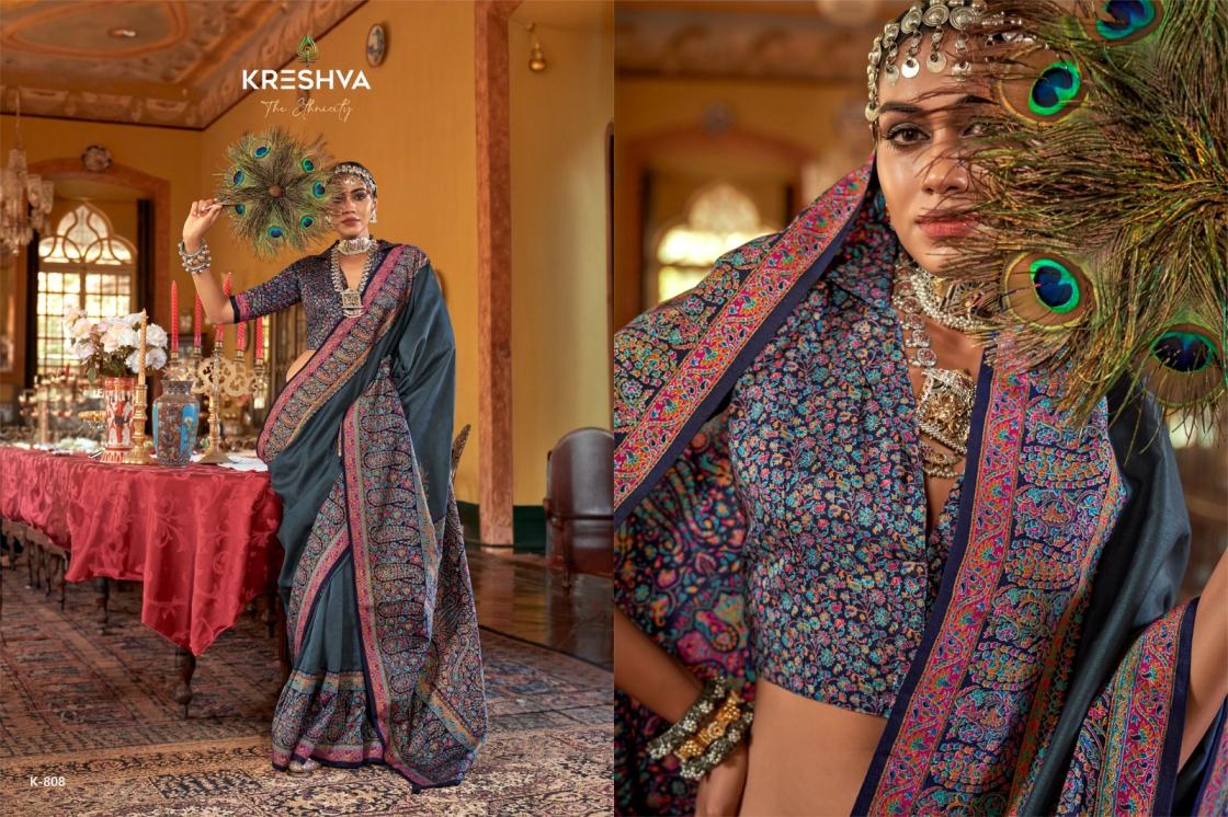 KRESHVA MORNI SILK 806-811 SERIES TRADITIONAL SAREES PERFECT FOR FESTIVALS