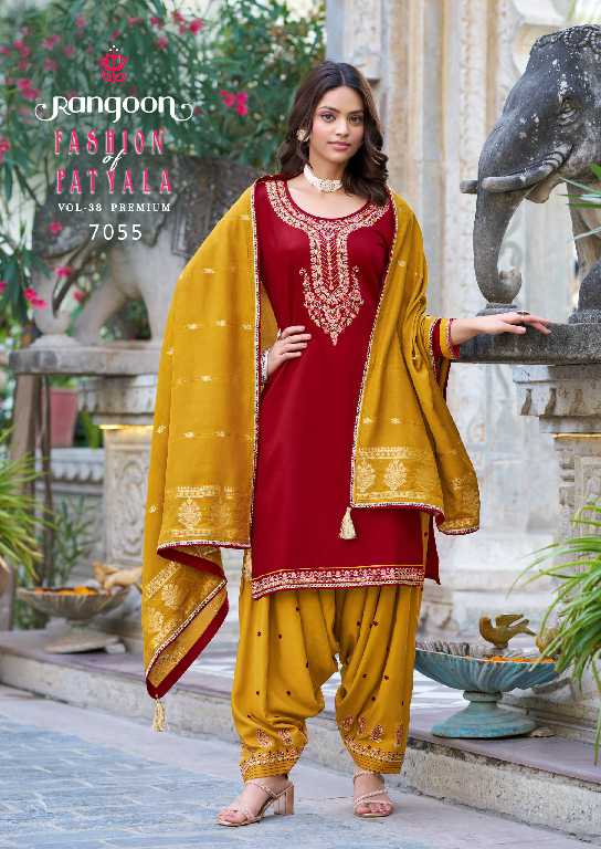 fashion of patiyala vol 38 by rangoon readymade jam silk patiyala suit design 2025