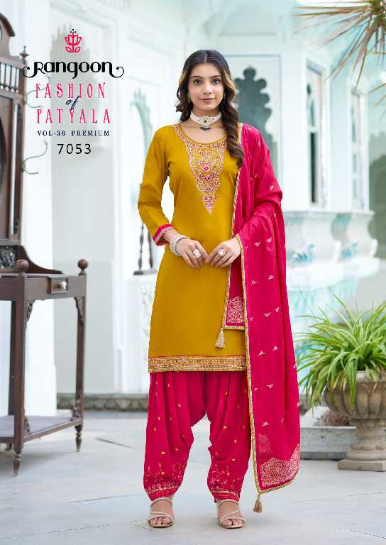 fashion of patiyala vol 38 by rangoon readymade jam silk patiyala suit design 2025