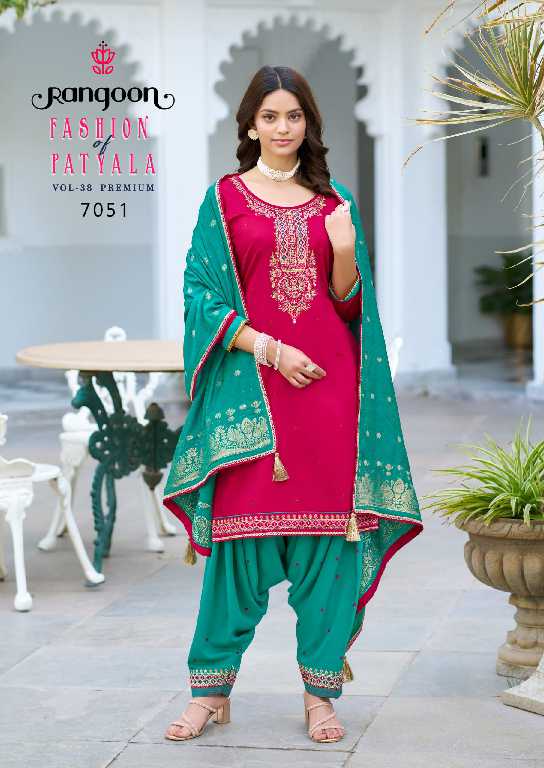fashion of patiyala vol 38 by rangoon readymade jam silk patiyala suit design 2025