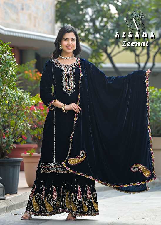 Afsana Zeenat Wholesale Velvet With Embroidery Work Pakistani Style Suits Combo