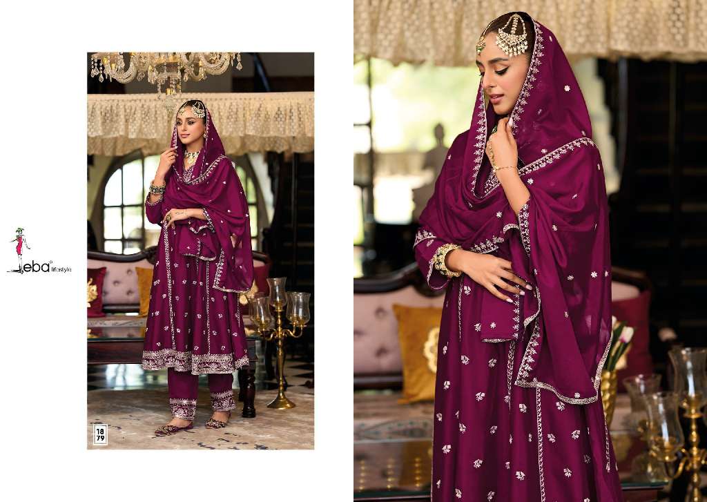 EBA LIFESTYLE PRESENT SERENA WHOLESALE HEAVY CHINON WITH EMBROIDERY READMADE SUITS