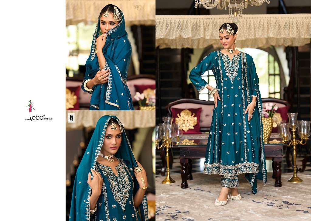 EBA LIFESTYLE PRESENT SERENA WHOLESALE HEAVY CHINON WITH EMBROIDERY READMADE SUITS