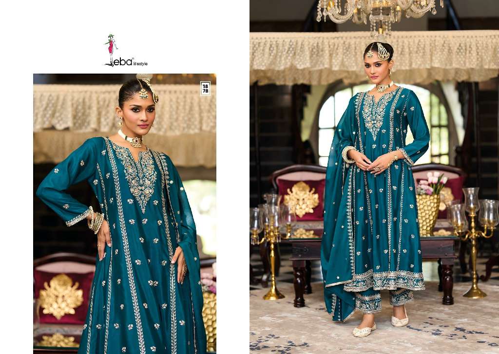 EBA LIFESTYLE PRESENT SERENA WHOLESALE HEAVY CHINON WITH EMBROIDERY READMADE SUITS