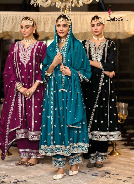 EBA LIFESTYLE PRESENT SERENA WHOLESALE HEAVY CHINON WITH EMBROIDERY READMADE SUITS