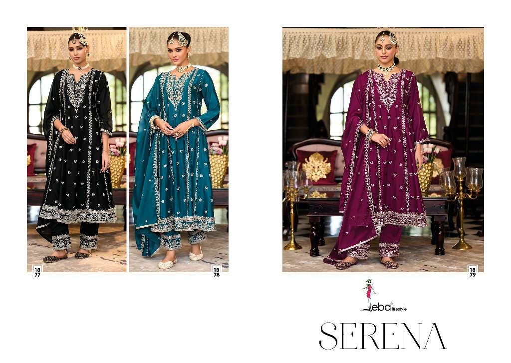EBA LIFESTYLE PRESENT SERENA WHOLESALE HEAVY CHINON WITH EMBROIDERY READMADE SUITS