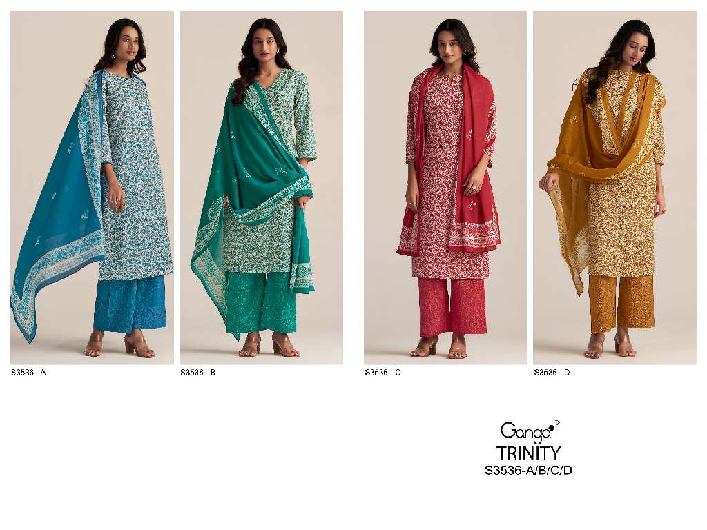 GANGA PRESENT TRINITY S3536 WHOLESALE PREMIUM COTTON PRINTED SALWAR SUITS