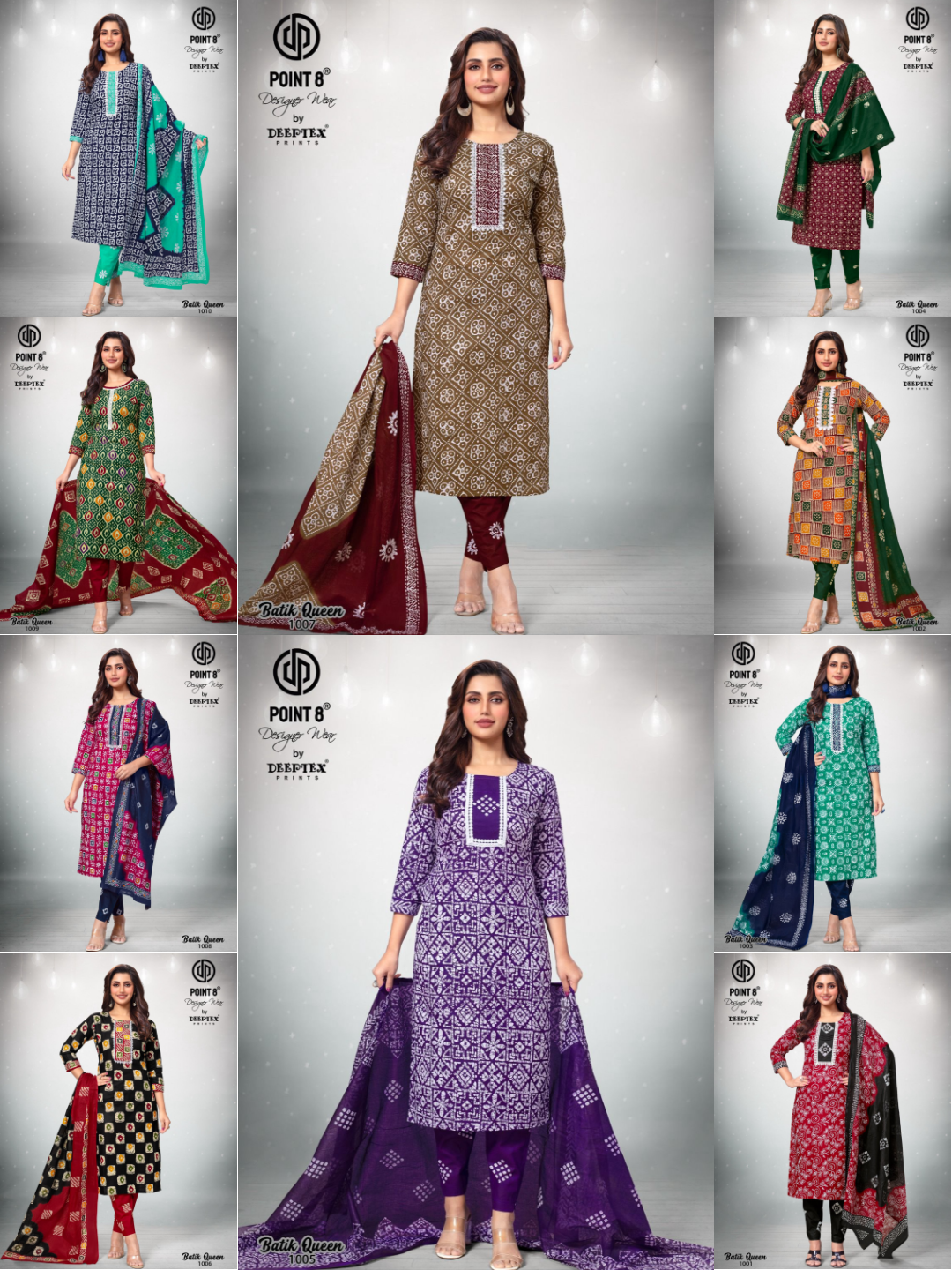 DEEPTEX BY POINT 8 BATIK QUEEN VOL-1 WHOLESALE PURE COTTON READYMADE SUITS