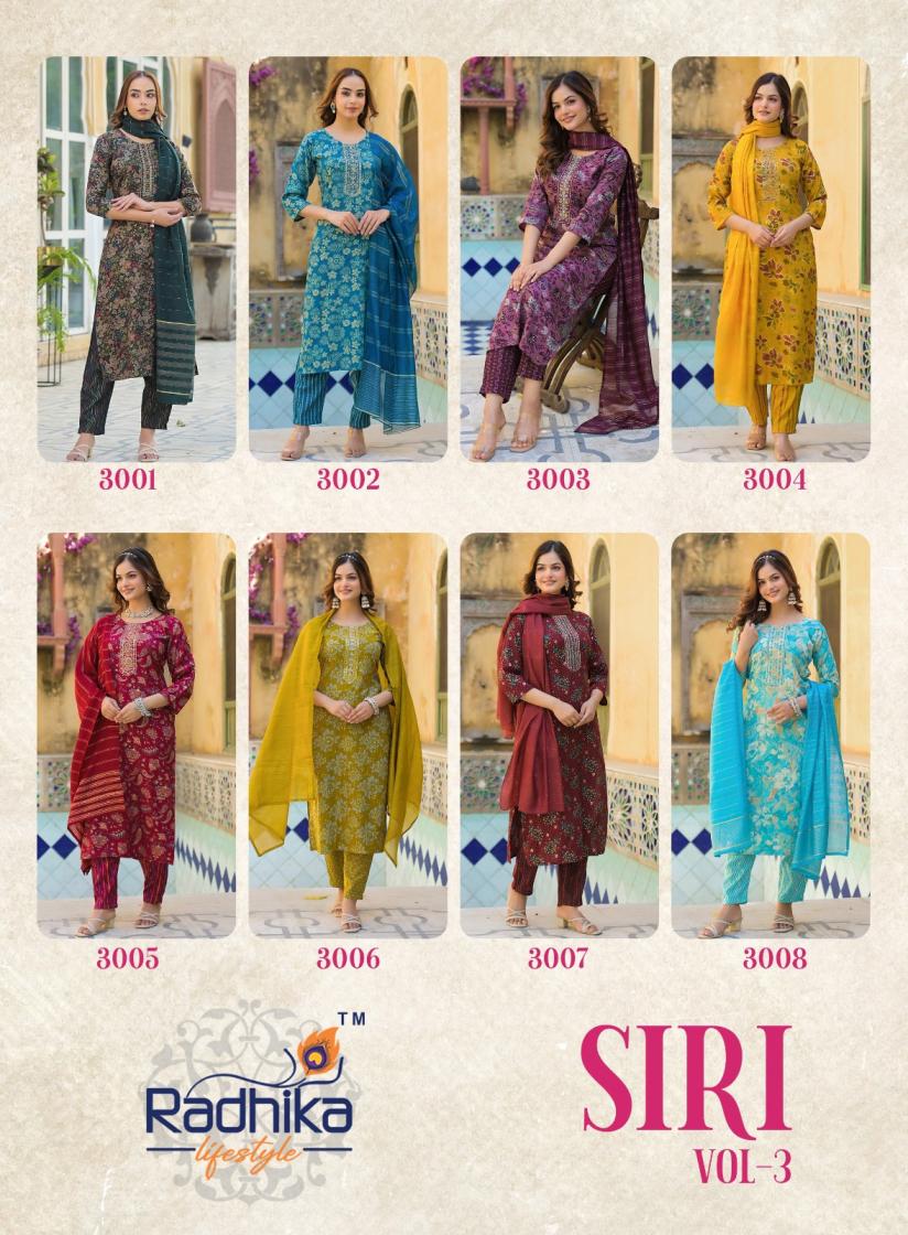 RADHIKA LIFESTYLE SIRI VOL 3 RAYON CAPSULE FULLY STITCH UNIQUE SALWAR KAMEEZ