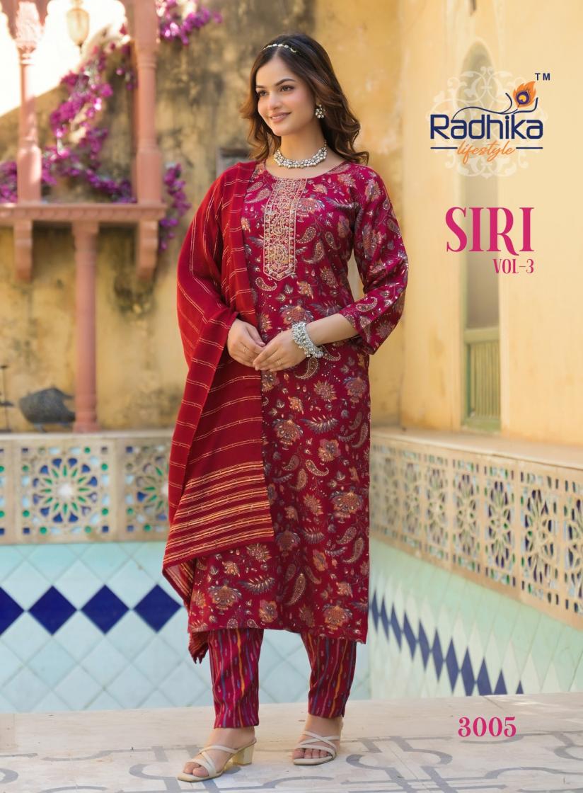RADHIKA LIFESTYLE SIRI VOL 3 RAYON CAPSULE FULLY STITCH UNIQUE SALWAR KAMEEZ
