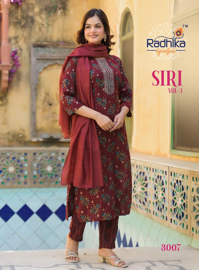 RADHIKA LIFESTYLE SIRI VOL 3 RAYON CAPSULE FULLY STITCH UNIQUE SALWAR KAMEEZ