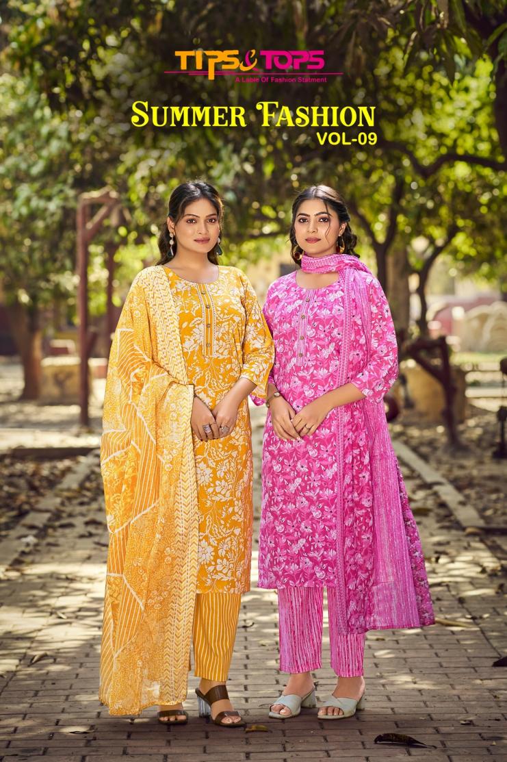 SUMMER FASHION VOL 9 BY TIPS AND TOPS COTTON READYMADE STYLISH 3PCS DRESS