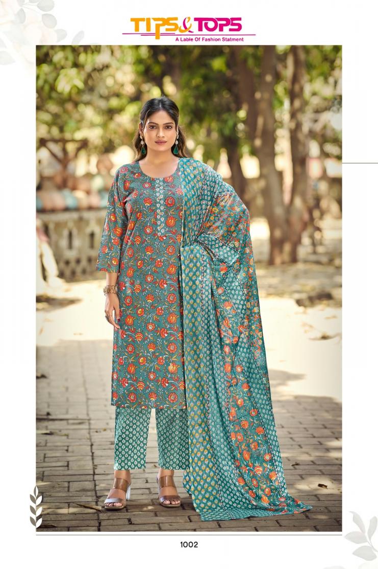 SUMMER FASHION VOL 9 BY TIPS AND TOPS COTTON READYMADE STYLISH 3PCS DRESS