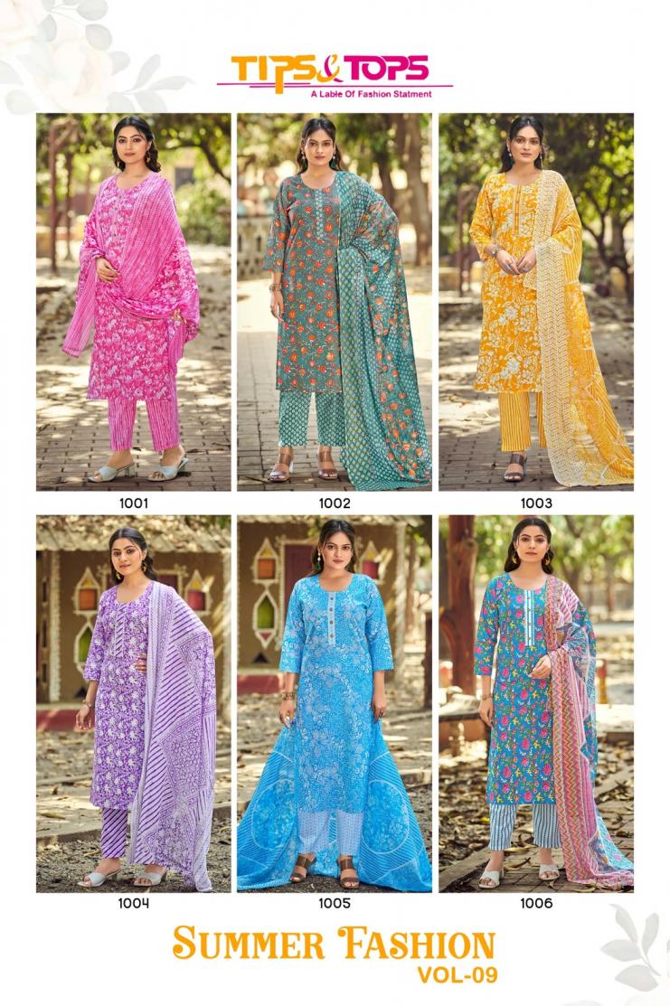 SUMMER FASHION VOL 9 BY TIPS AND TOPS COTTON READYMADE STYLISH 3PCS DRESS