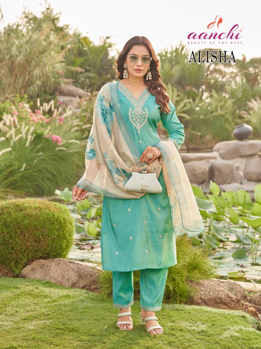 AANCHI ALISHA ROMAN SHIMMER READYMADE ELEGANCE SALWAR KAMEEZ