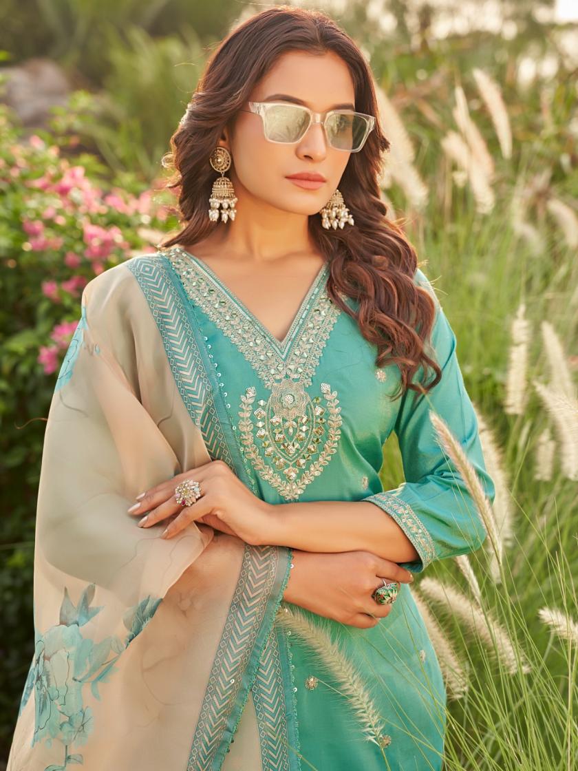 AANCHI ALISHA ROMAN SHIMMER READYMADE ELEGANCE SALWAR KAMEEZ