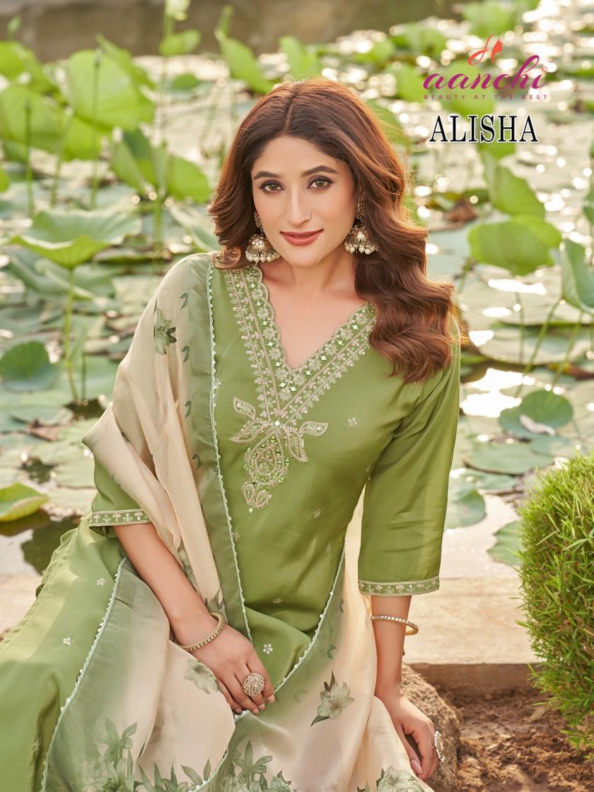 AANCHI ALISHA ROMAN SHIMMER READYMADE ELEGANCE SALWAR KAMEEZ