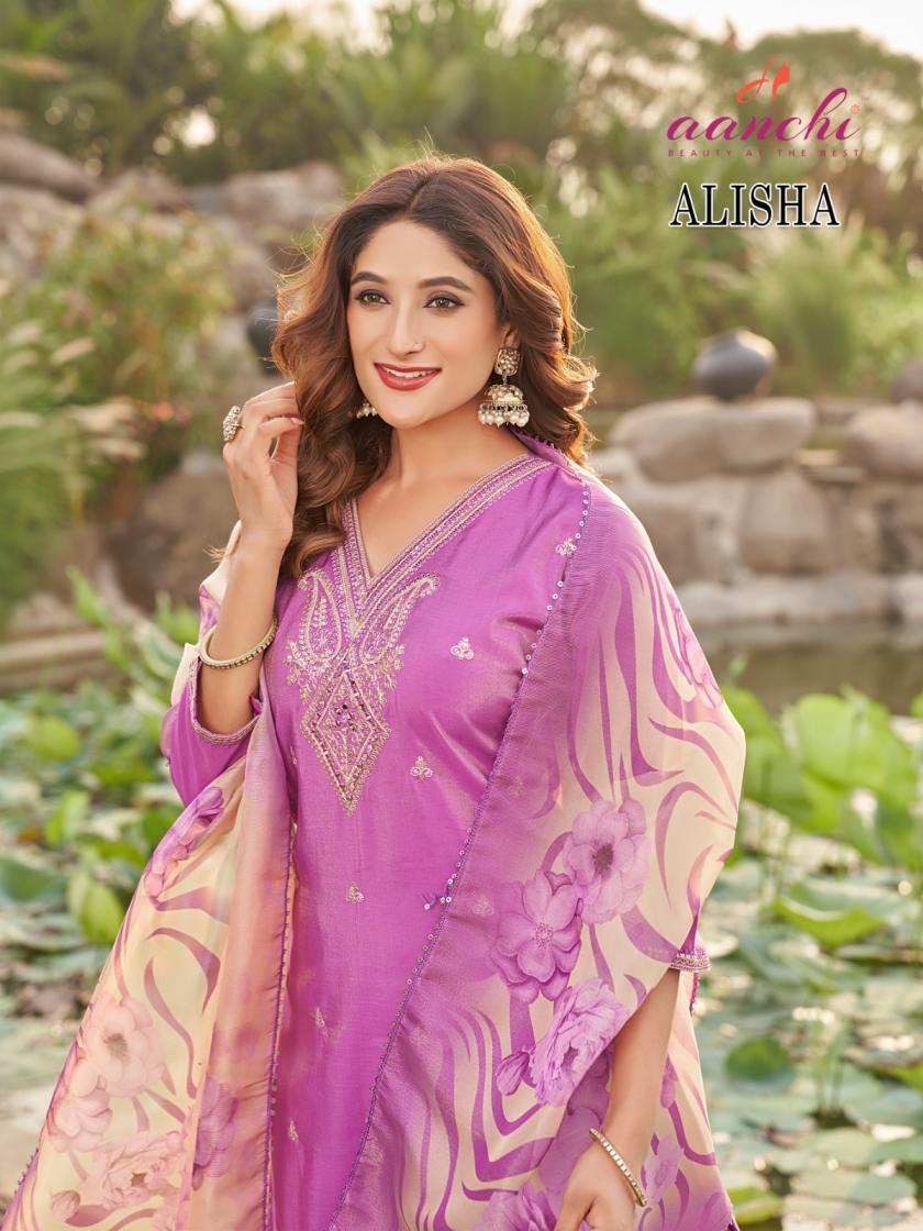 AANCHI ALISHA ROMAN SHIMMER READYMADE ELEGANCE SALWAR KAMEEZ