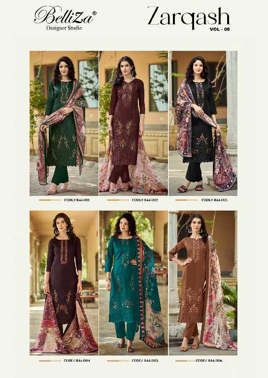 belliza zarqash vol 5 jam cotton unstitched suits