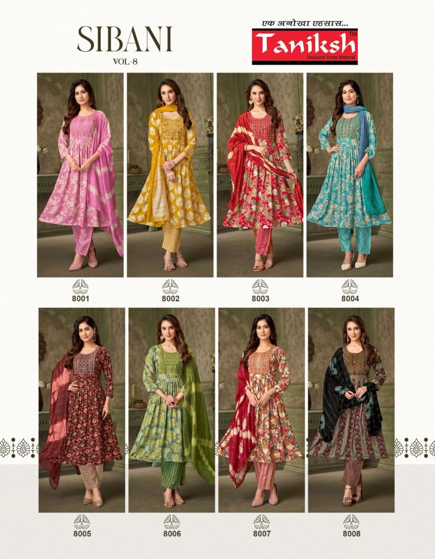 SIBANI VOL 8 BY TANIKSH RAYON FULL STITCH ELEGANT STYLE SUIT FOR LADIES