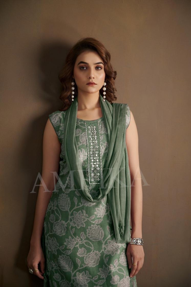 AMBIKA BAAGHI VOL 4 VERTICAN FULL STITCH COMBO SUIT FOR WOMENS