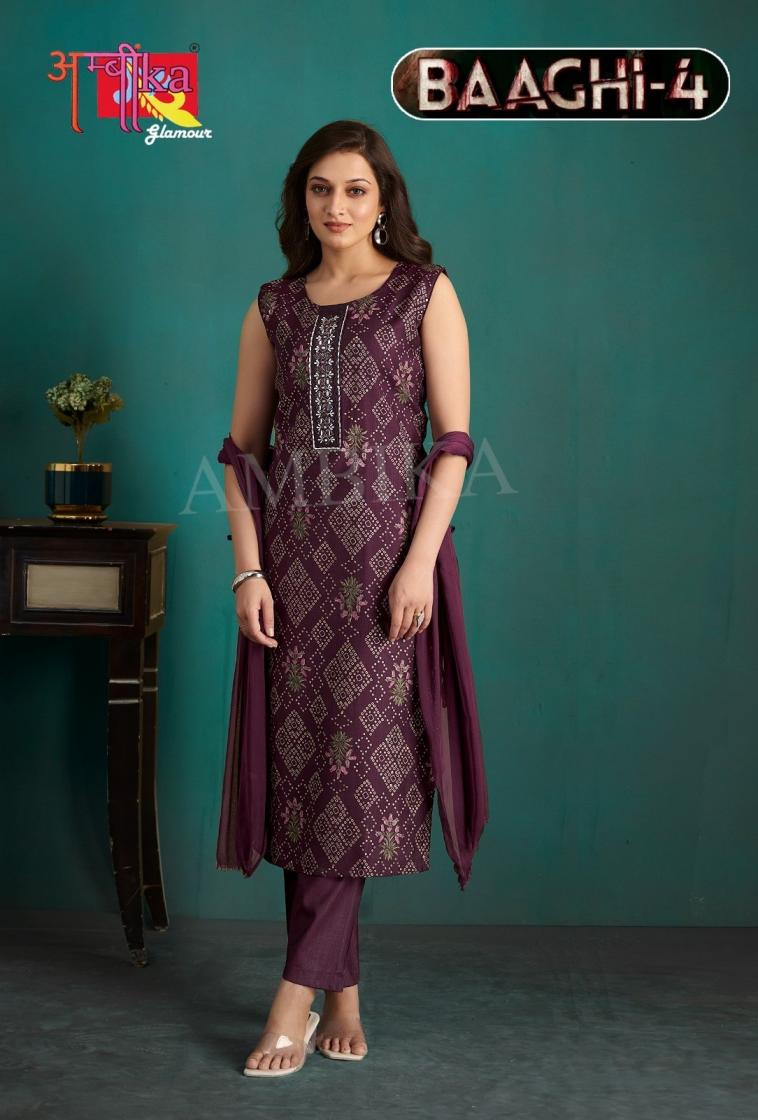 AMBIKA BAAGHI VOL 4 VERTICAN FULL STITCH COMBO SUIT FOR WOMENS