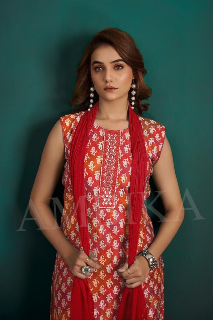 AMBIKA BAAGHI VOL 4 VERTICAN FULL STITCH COMBO SUIT FOR WOMENS
