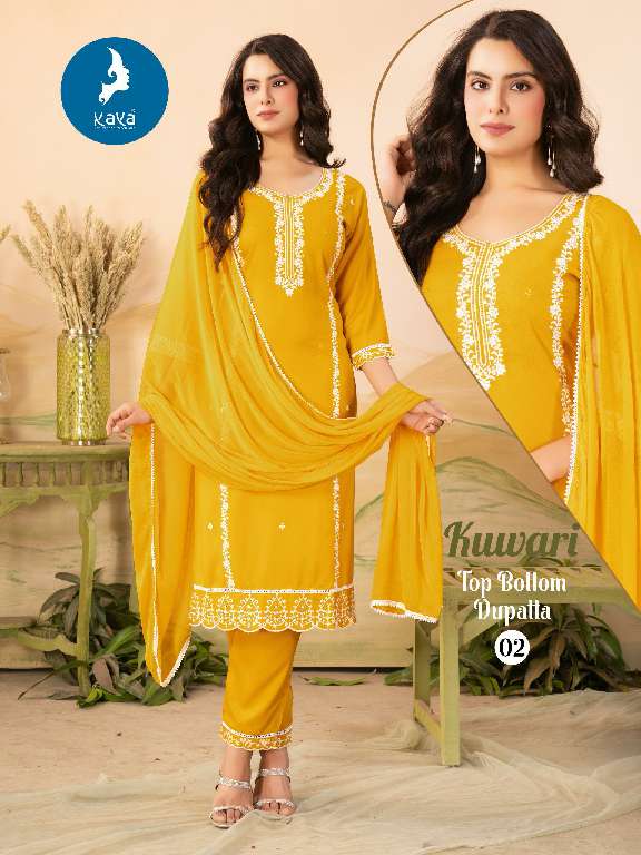 KAYA PRESENT KUWARI WHOLESALE PURE RAYON READYMADE STRAIGHT SUITS