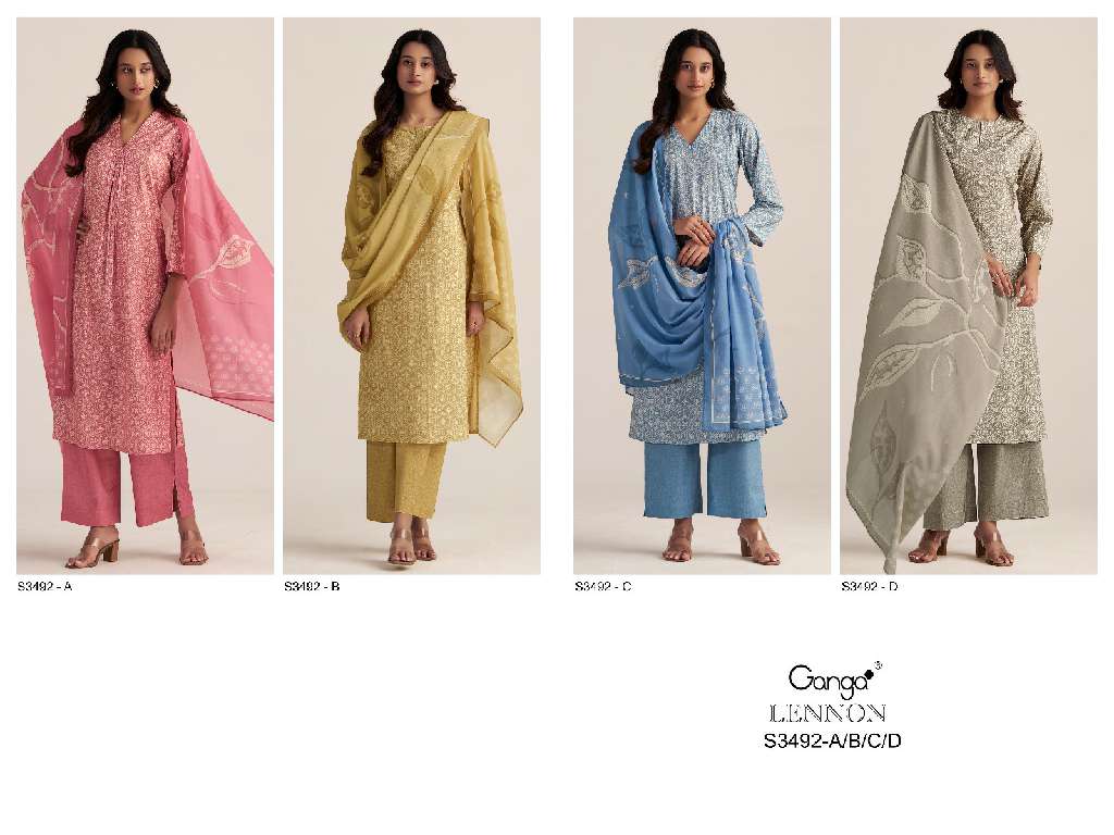 GANGA LENNON S3492 WHOLESALE PREMIUM COTTON PRINTED BEAUTIFUL SUMMER SUITS