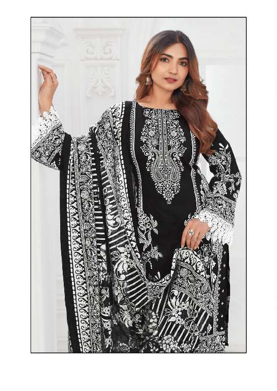 MISHRI CREATION BLACK AND WHITE VOL-8 WITH LACE BORDER KARACHI STYLE DRESS MATERIAL