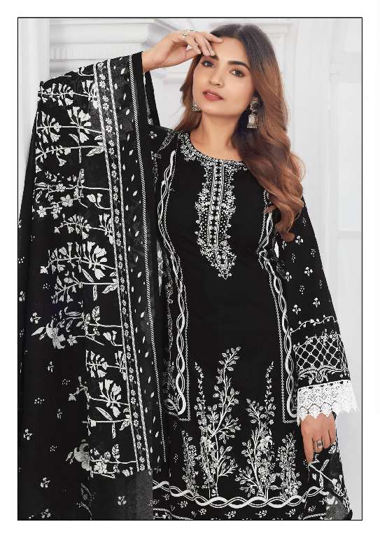MISHRI CREATION BLACK AND WHITE VOL-8 WITH LACE BORDER KARACHI STYLE DRESS MATERIAL