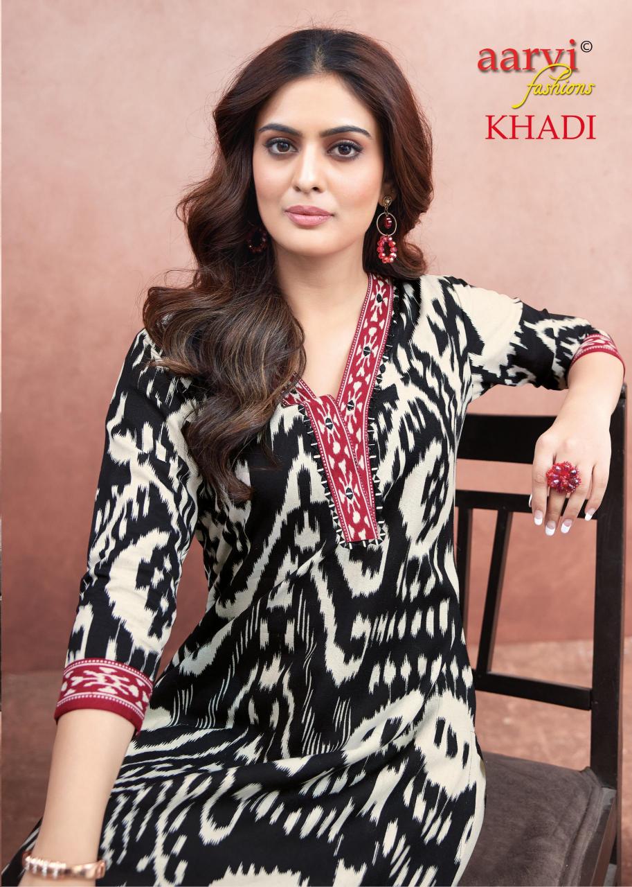 KHADI VOL 1 BY AARVI FASHION FULLY STITCH COTTON CASUAL KURTI WITH PANT