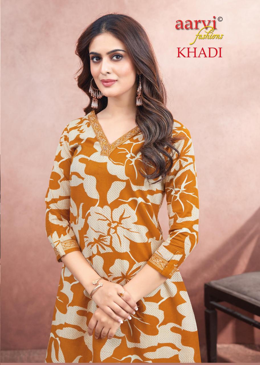 KHADI VOL 1 BY AARVI FASHION FULLY STITCH COTTON CASUAL KURTI WITH PANT