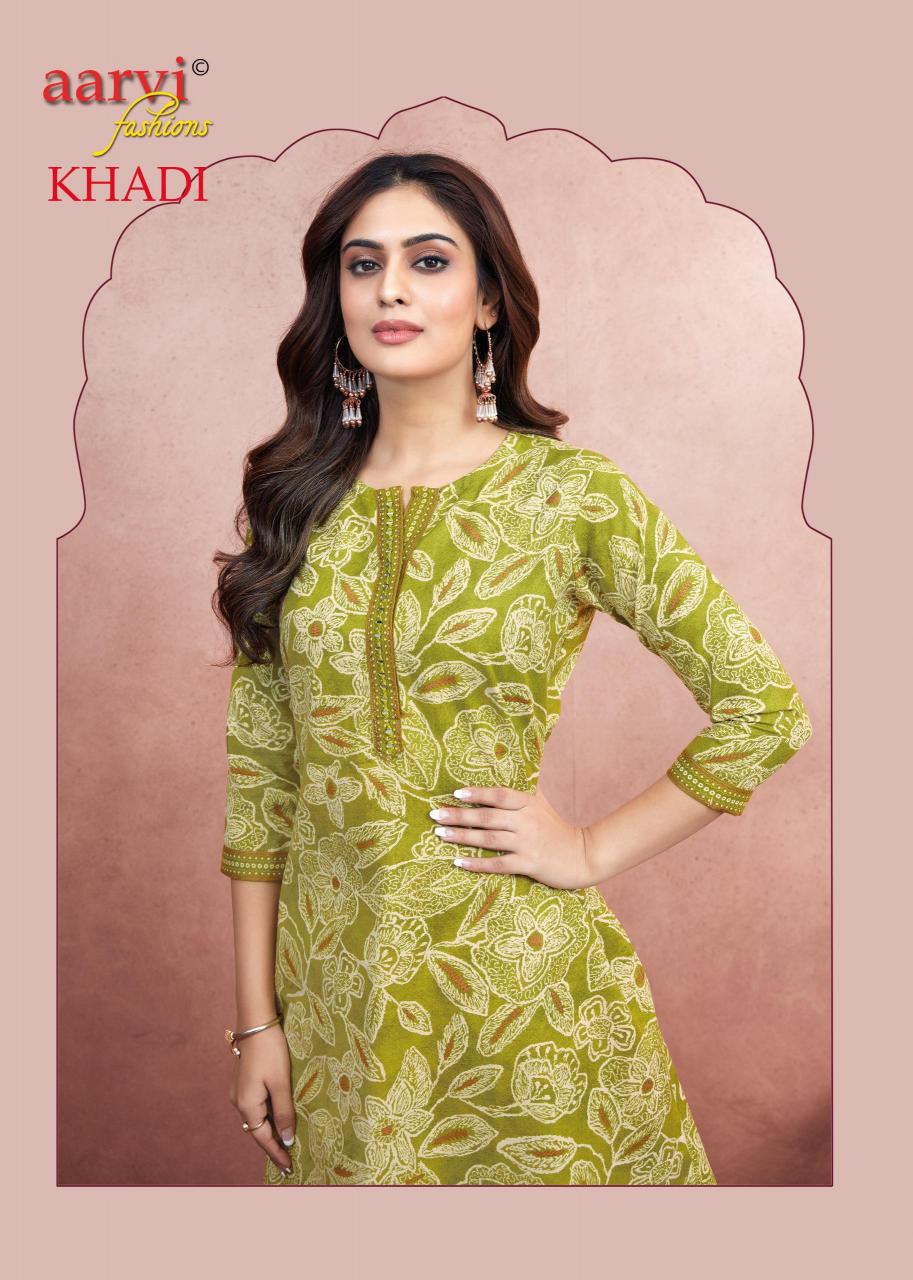 KHADI VOL 1 BY AARVI FASHION FULLY STITCH COTTON CASUAL KURTI WITH PANT