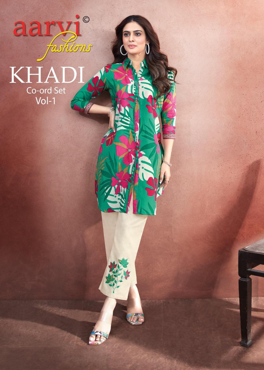 KHADI VOL 1 BY AARVI FASHION FULLY STITCH COTTON CASUAL KURTI WITH PANT