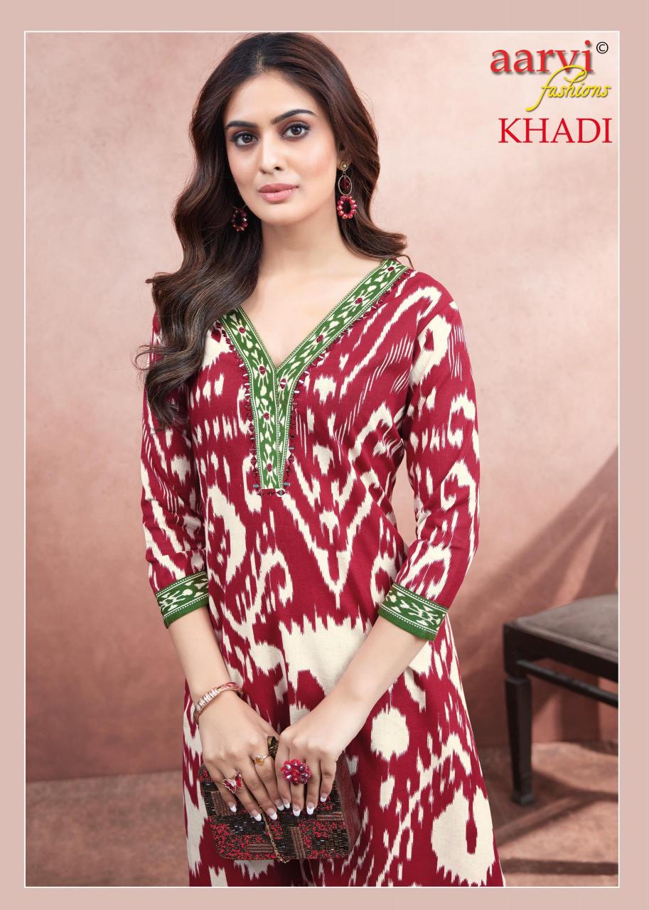 KHADI VOL 1 BY AARVI FASHION FULLY STITCH COTTON CASUAL KURTI WITH PANT
