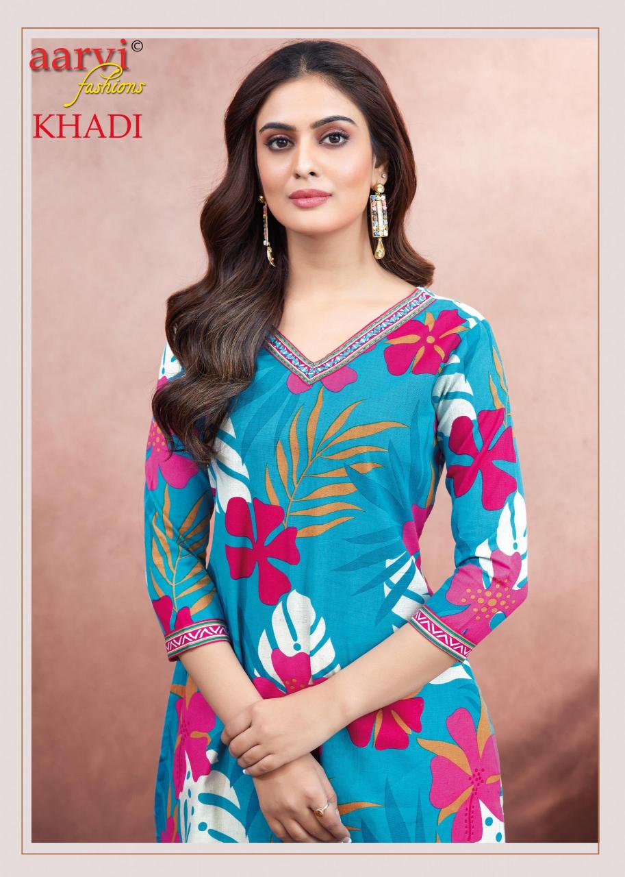 KHADI VOL 1 BY AARVI FASHION FULLY STITCH COTTON CASUAL KURTI WITH PANT
