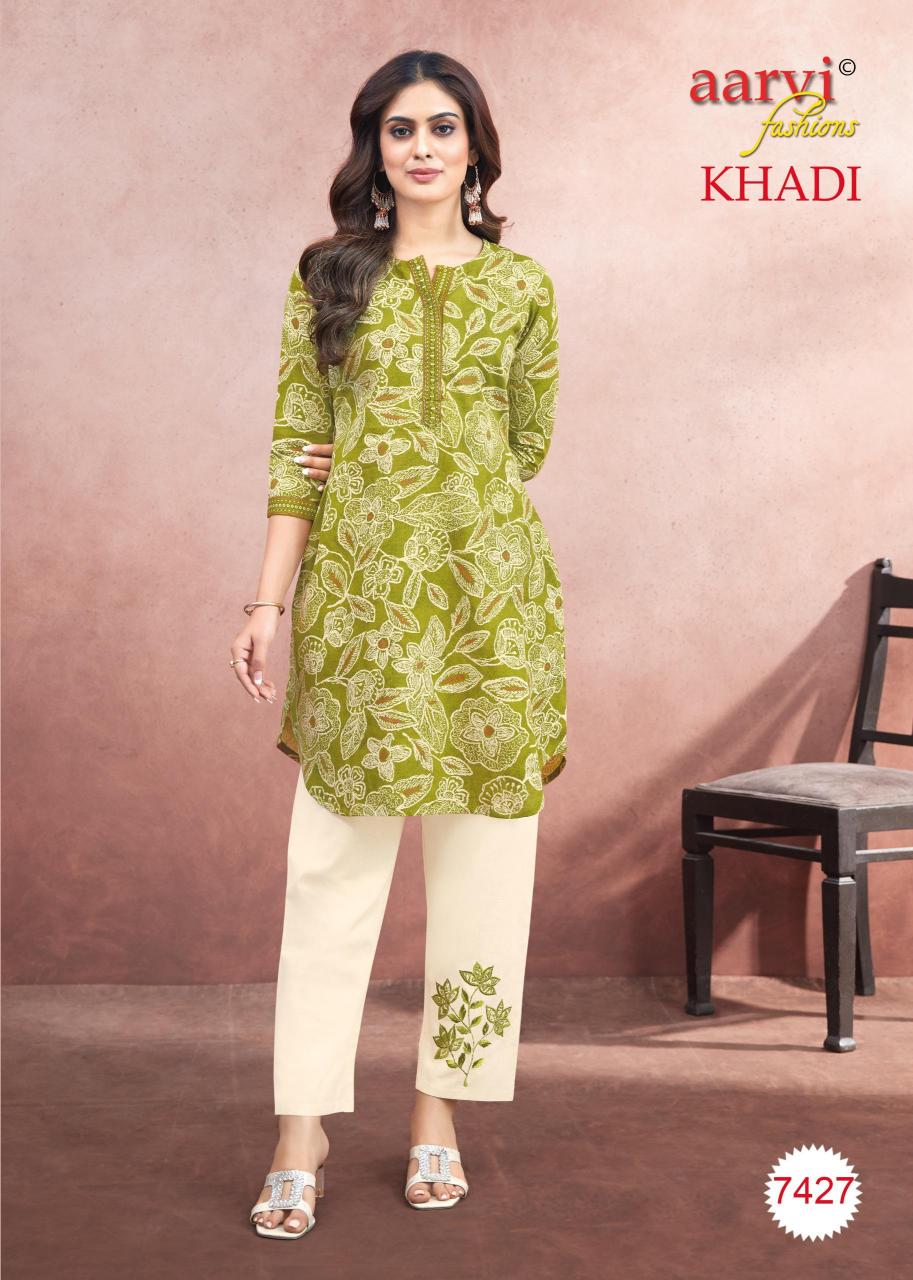 KHADI VOL 1 BY AARVI FASHION FULLY STITCH COTTON CASUAL KURTI WITH PANT