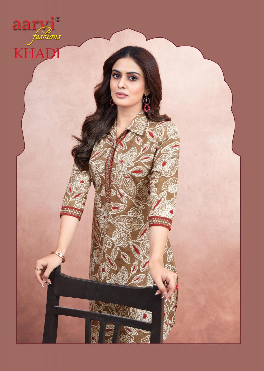 KHADI VOL 1 BY AARVI FASHION FULLY STITCH COTTON CASUAL KURTI WITH PANT