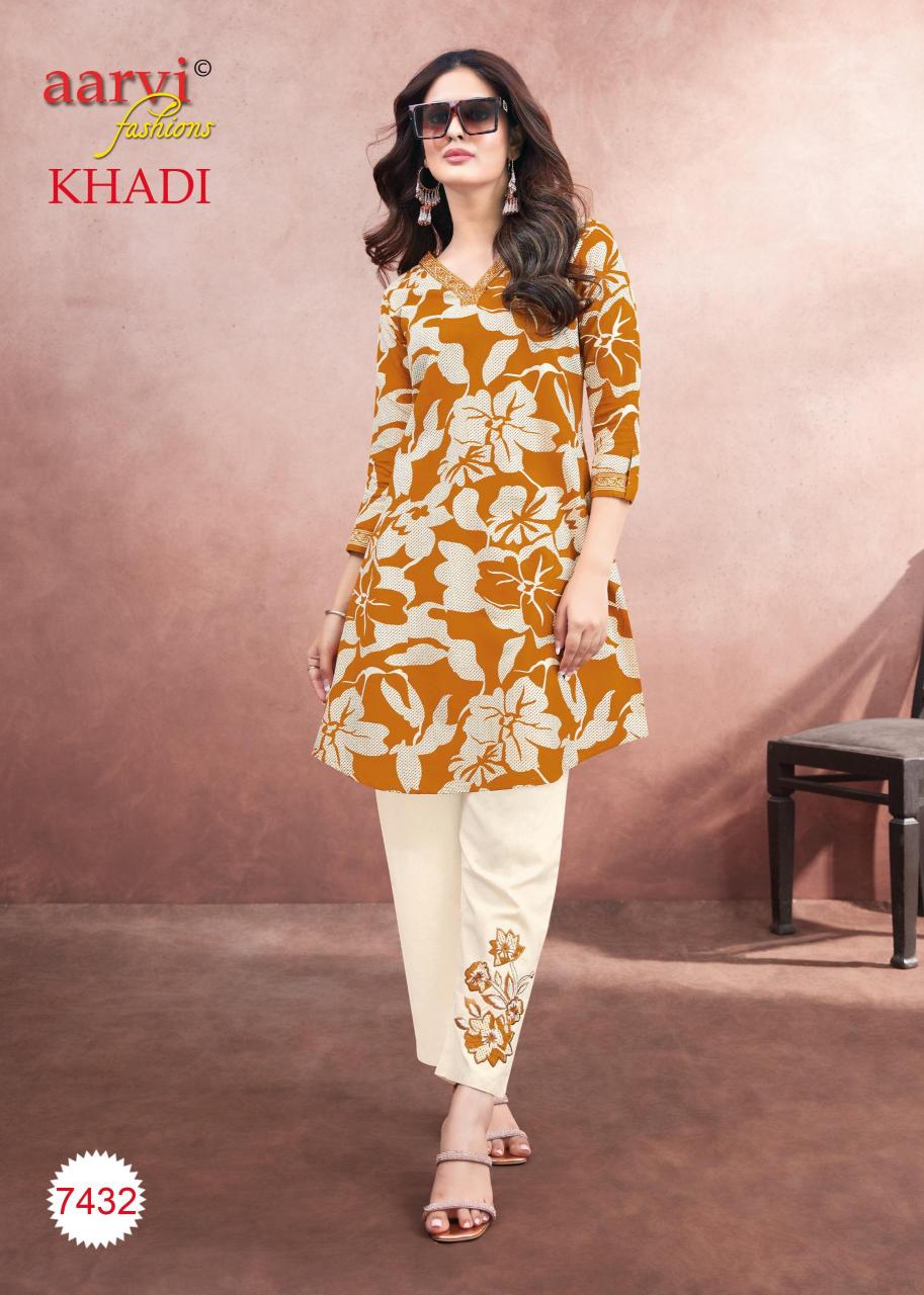 KHADI VOL 1 BY AARVI FASHION FULLY STITCH COTTON CASUAL KURTI WITH PANT