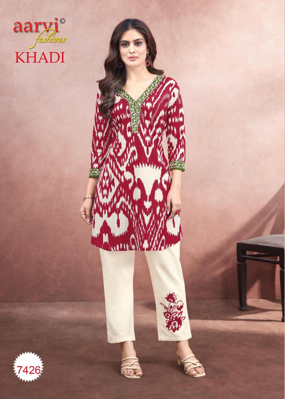 KHADI VOL 1 BY AARVI FASHION FULLY STITCH COTTON CASUAL KURTI WITH PANT