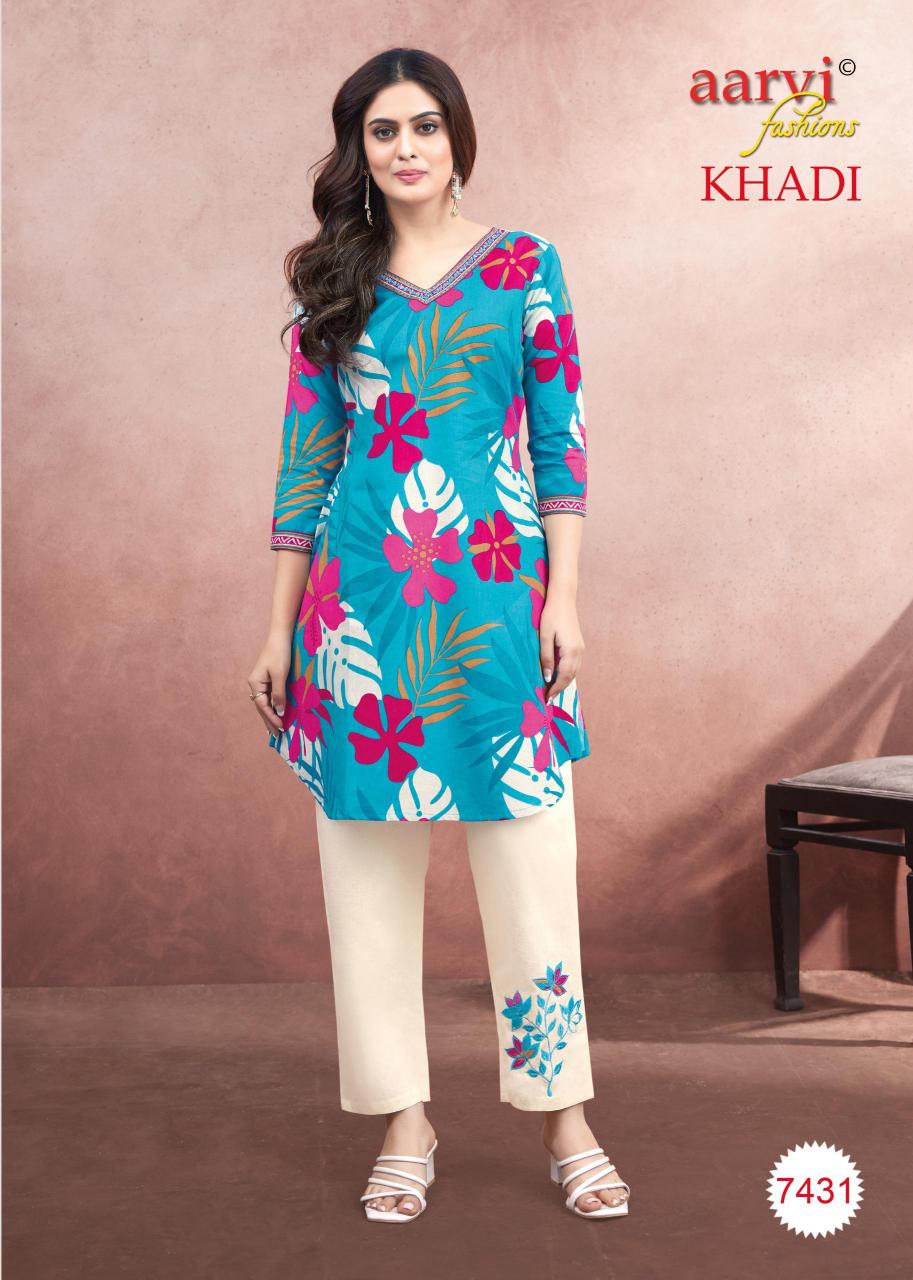 KHADI VOL 1 BY AARVI FASHION FULLY STITCH COTTON CASUAL KURTI WITH PANT